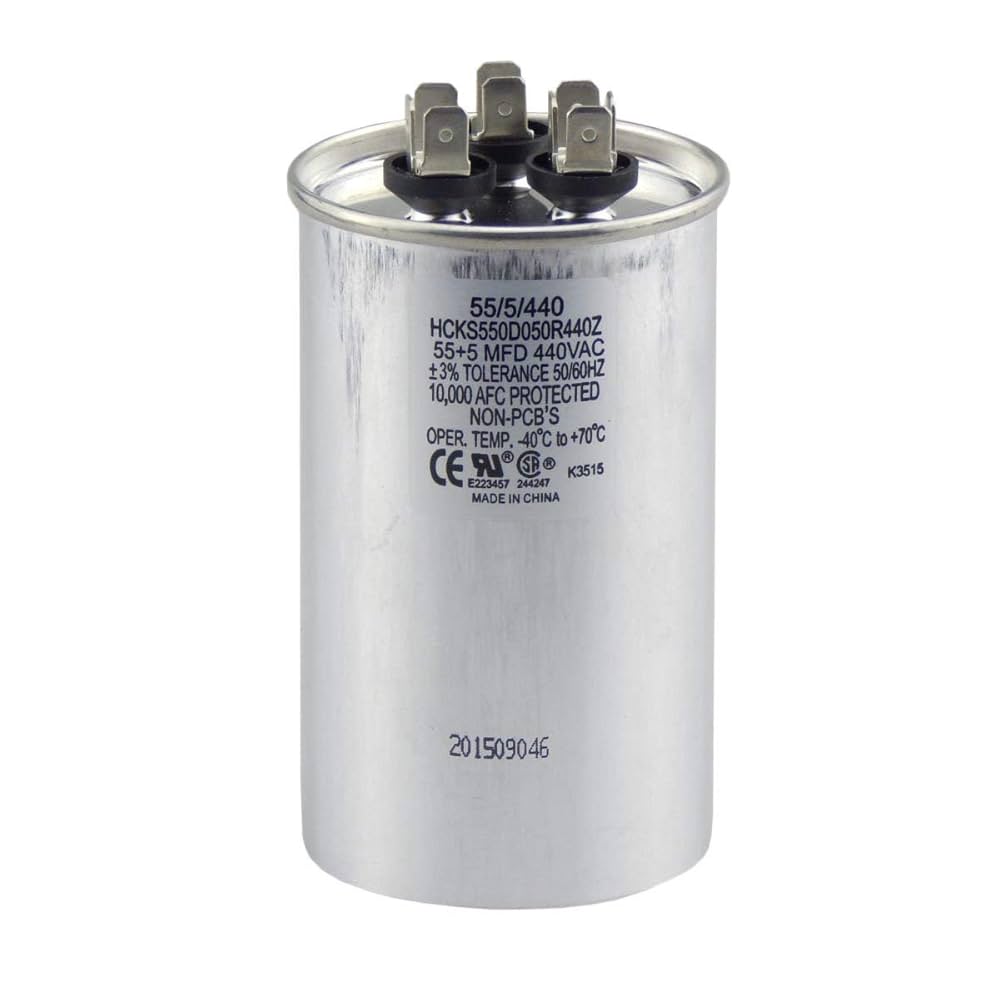 TradePro 55/5 MFD 370/440 Volt Round Dual Run Capacitor